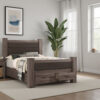 Fort Classic Queen Sized Bed with 2 Drawers, Upholstered Panel, Oak Gray