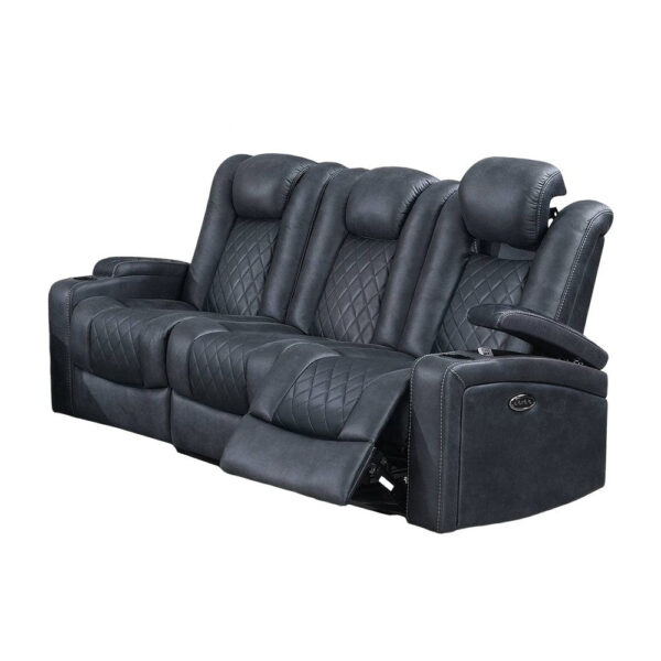 13022026698f1385e99c7.jpeg Elva 83 Inch Power Reclining Sofa, Storage Console, Blue Breathable Leather