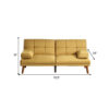 Gina 71 Inch Adjustable Futon Sofa Bed, Tufted, Tapered Legs, Mustard