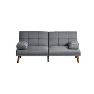 13022026698f13ae0a6fc.jpeg Gina 71 Inch Adjustable Futon Sofa Bed, Square Tufted, Tapered Legs, Gray