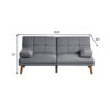 Gina 71 Inch Adjustable Futon Sofa Bed, Square Tufted, Tapered Legs, Gray