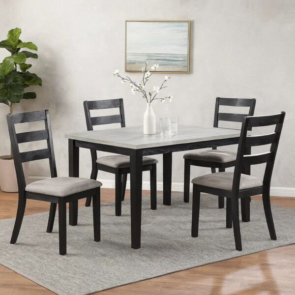 13022026698f13df62287.jpeg 5 Piece Dining Set, Rectangular Table, 4 Chairs, Padded, Espresso Brown