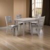13022026698f13f77bd89.jpeg 5 Piece Dining Set, Rectangular Table, 4 Chairs, Padded Seating, Light Gray