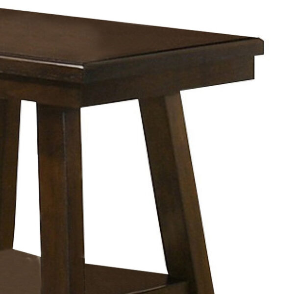 24 Inch Classic Square End Table, Flared Legs, Single Shelf, Brown Wood