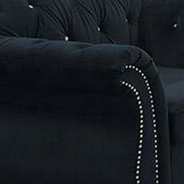 13022026698f1419474c9.jpeg Rima 51 Inch Classic Accent Chair, Velvet Upholstery, Rolled Arms, Black