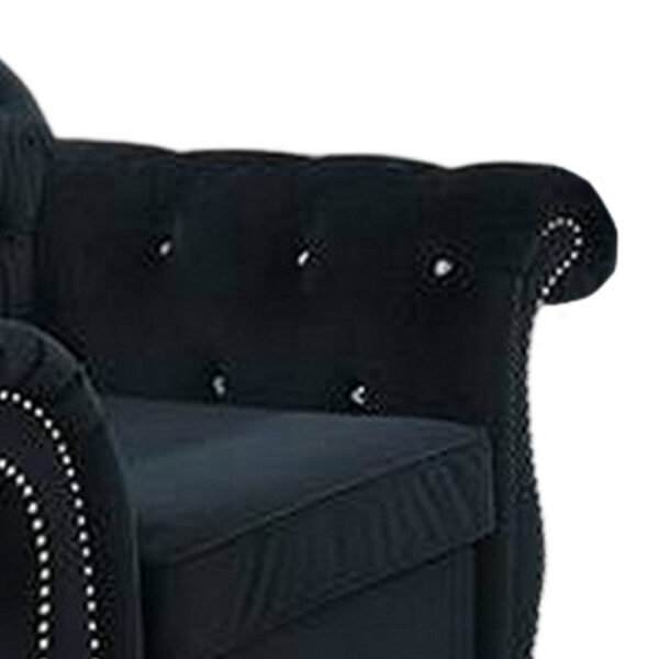13022026698f141b4e511.jpeg Rima 51 Inch Classic Accent Chair, Velvet Upholstery, Rolled Arms, Black