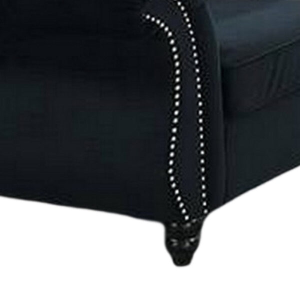 13022026698f141e34f92.jpeg Rima 51 Inch Classic Accent Chair, Velvet Upholstery, Rolled Arms, Black