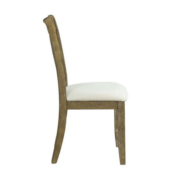 23 Inch Wood Dining Chair, Set of 2, Cross Accent Backrest, Padded, Beige
