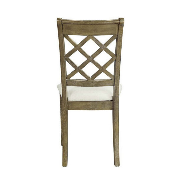 23 Inch Wood Dining Chair, Set of 2, Cross Accent Backrest, Padded, Beige