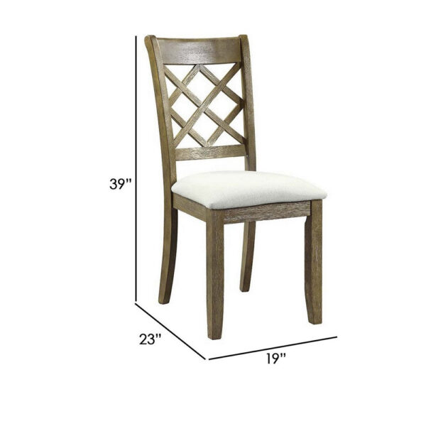 23 Inch Wood Dining Chair, Set of 2, Cross Accent Backrest, Padded, Beige
