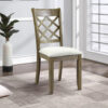 23 Inch Wood Dining Chair, Set of 2, Cross Accent Backrest, Padded, Beige