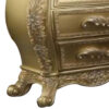 Vega 32 Inch Nightstand, 3 Drawers, Scrolled Elegant Gold Floral Motifs