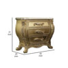 Vega 32 Inch Nightstand, 3 Drawers, Scrolled Elegant Gold Floral Motifs