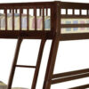 Cleo Twin Over Full Bunk Bed, Espresso Brown Pine Wood, Slatted Design