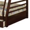 Cleo Twin Over Full Bunk Bed, Espresso Brown Pine Wood, Slatted Design