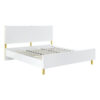 Tyra Modern Wood King Bed, Panel Headboard, Textured Chevron, White, Gold