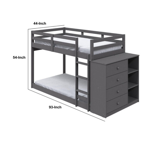 13022026698f14ccb28ed.jpeg Classic Twin Bunk Bed with Cabinet, 4 Drawers, 3 Compartments, Ladder, Gray