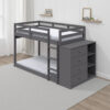 13022026698f14cf589b5.jpeg Classic Twin Bunk Bed with Cabinet, 4 Drawers, 3 Compartments, Ladder, Gray
