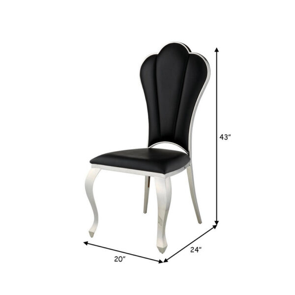 13022026698f1526c324b.jpeg Kuri 24 Inch Dining Chair, Vegan Faux Leather, Textured, Set of 2, Black