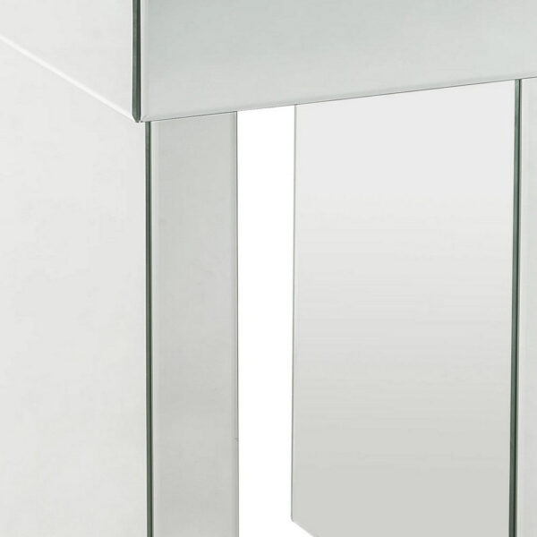 Noe 24 Inch Square End Accent Table, Mirrored, Faux Diamond Inlay, Silver