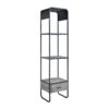 66 Inch Side Pier, Vertical Media Bookcase, 3 Shelves, Metal Frame, Gray