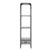 66 Inch Side Pier, Vertical Media Bookcase, 3 Shelves, Metal Frame, Gray