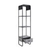 66 Inch Side Pier, Vertical Media Bookcase, 3 Shelves, Metal Frame, Gray