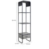 66 Inch Side Pier, Vertical Media Bookcase, 3 Shelves, Metal Frame, Gray