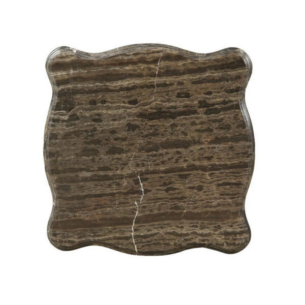 30 Inch Classic Square Marble Top End Table, Cabriole Legs, Gray, Brown