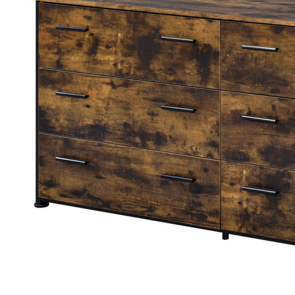 13022026698f15b2b8437.jpeg Nat 59 Inch Rustic Wood Dresser, 6 Drawers, Brown and Black