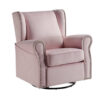 35 Inch Accent Swivel Chair, Glider, Nailhead Trim, Light Pink