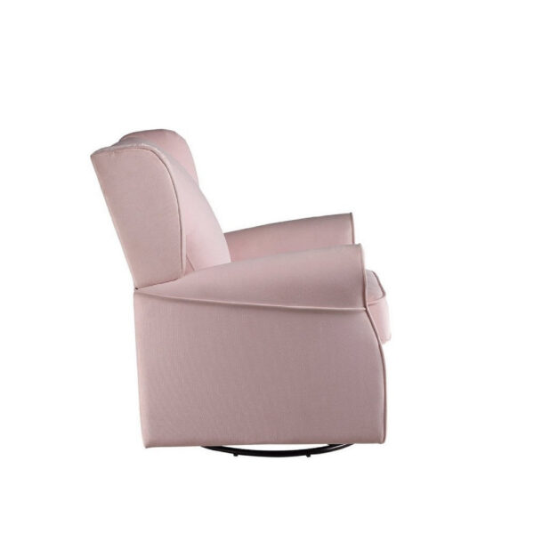 35 Inch Accent Swivel Chair, Glider, Nailhead Trim, Light Pink