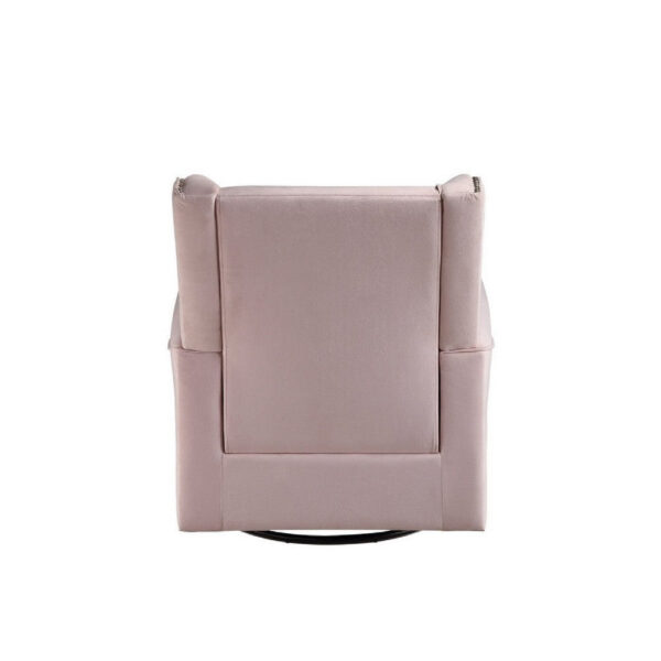 35 Inch Accent Swivel Chair, Glider, Nailhead Trim, Light Pink