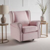 35 Inch Accent Swivel Chair, Glider, Nailhead Trim, Light Pink