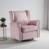 35 Inch Accent Swivel Chair, Glider, Nailhead Trim, Light Pink