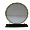 Rose Round Vanity Mirror with Stool, Faux Fur Seat, Brass, Black