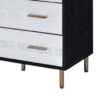 Emily 37 Inch Wood Tall Dresser Chest, 4 Drawers, Gold Handles, Black