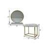 Rose Round Vanity Mirror with Stool, Faux Fur Seat, Brass, White