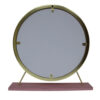 Rose Round Vanity Mirror with Stool, Faux Fur Seat, Brass. Pink