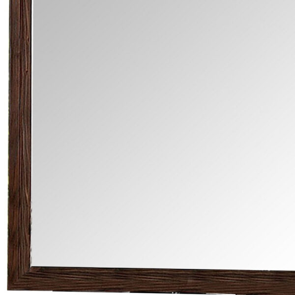 36 Inch Wall Mirror, Molded Trim, Grain Details, Oak Brown