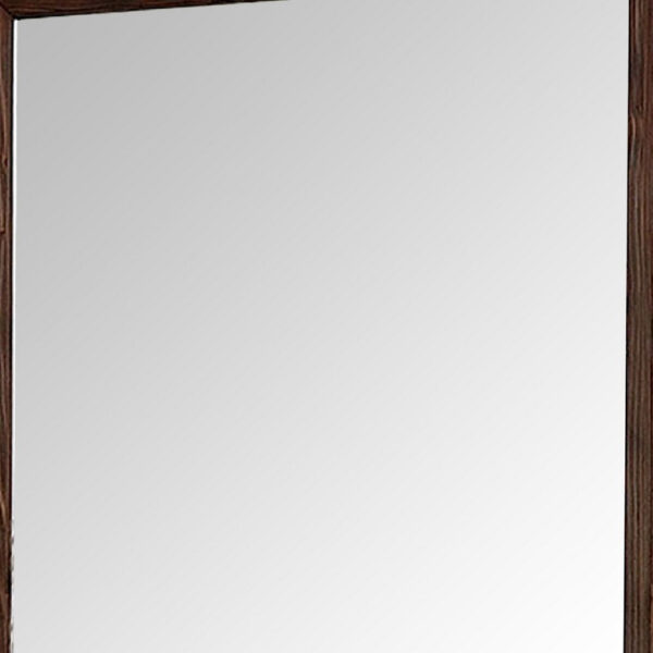 36 Inch Wall Mirror, Molded Trim, Grain Details, Oak Brown
