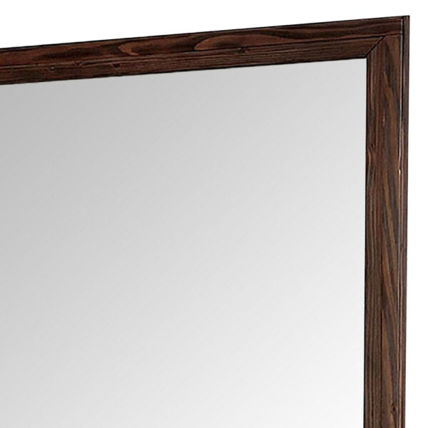 36 Inch Wall Mirror, Molded Trim, Grain Details, Oak Brown