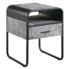 Ish 22 Inch Modern Wood End Table, 1 Drawer, Metal Handles, Gray , Black