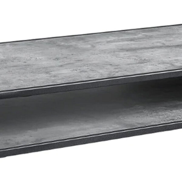 Ish 42 Inch Modern Coffee Table with Curved Edge Design, Wood, Gray, Black