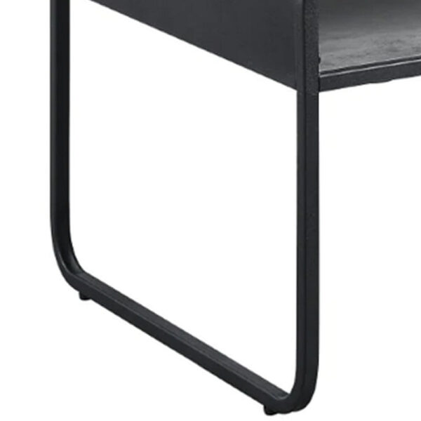 Ish 42 Inch Modern Coffee Table with Curved Edge Design, Wood, Gray, Black