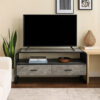 Ish 39 Inch Entertainment Center TV Stand, 2 Drawers, Wood, Gray, Black