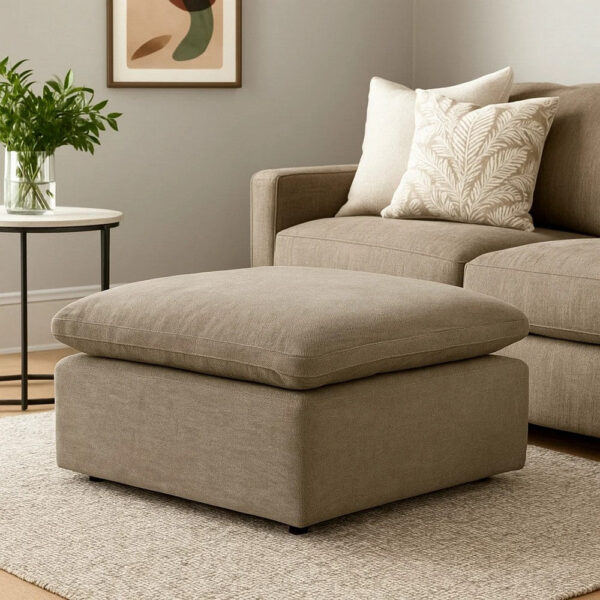 13022026698f17283a2b1.jpeg Scott 37 Inch Square Ottoman, Removable Pillow Top Cushion, Beige