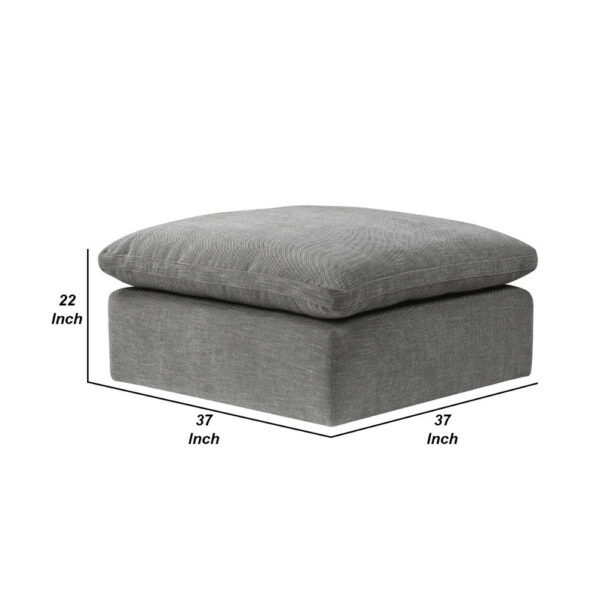 13022026698f173a2de22.jpeg Shar 37 Inch Square Ottoman, Removable Pillow Top Cushion, Gray
