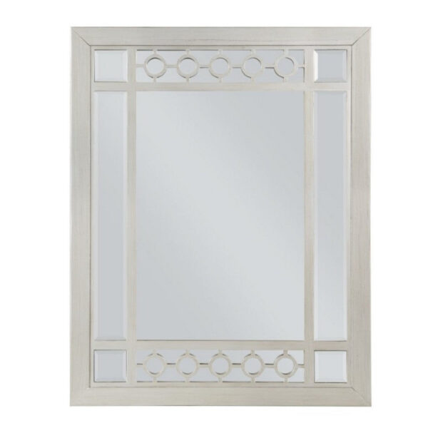 Nic 40 Inch Accent Mirror, Beveled Wood Frame Portrait, Silver
