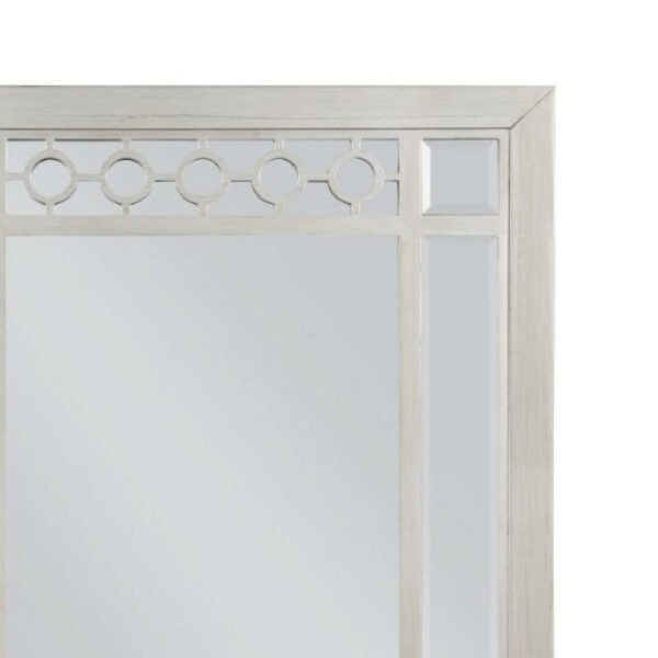 Nic 40 Inch Accent Mirror, Beveled Wood Frame Portrait, Silver